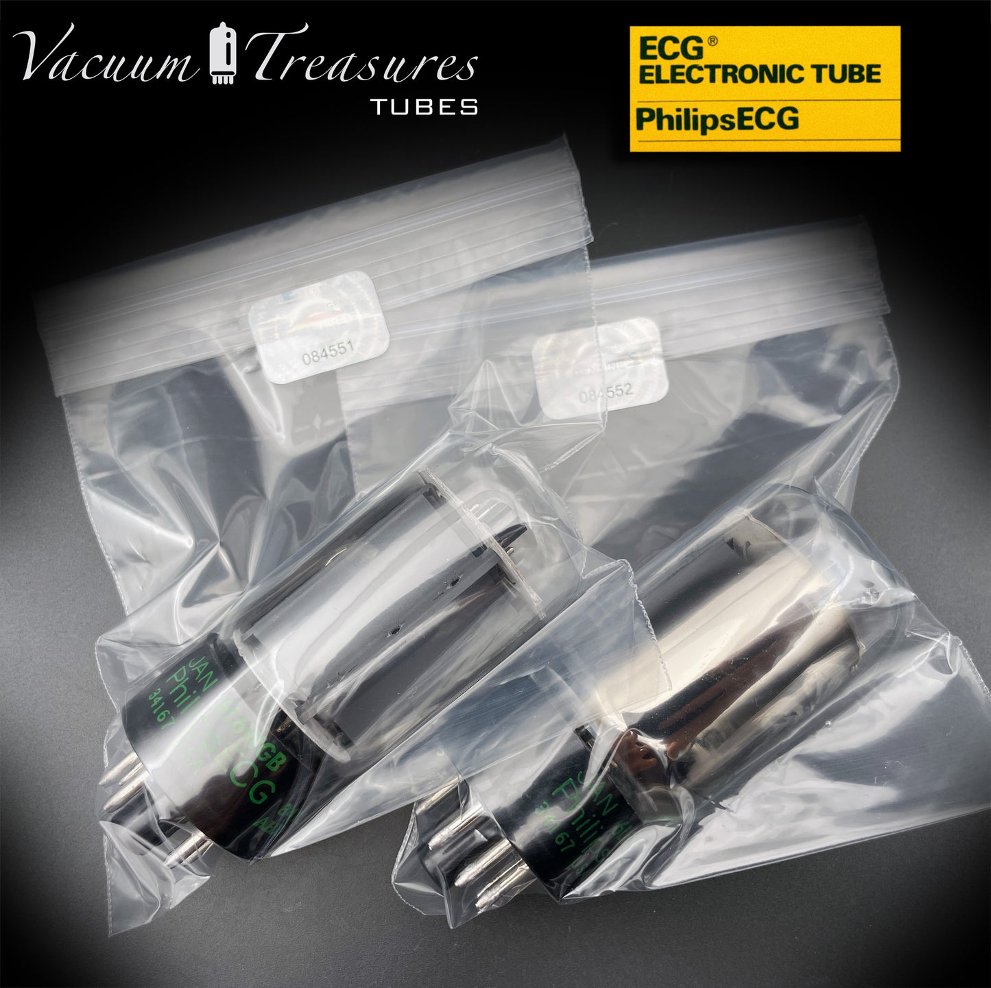 JAN 6L6WGB PHILIPS ECG Matched Pair Gray Plates Side Halo Getter AMPLITREX Tested – Same Date Code – NOS NIB