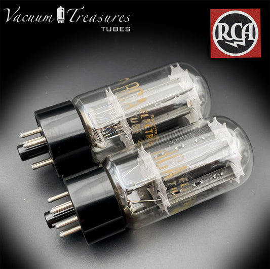 6L6GB RCA Black Plates Double Bottom Getter – Matched Pair – AMPLITREX Tested – Made in USA