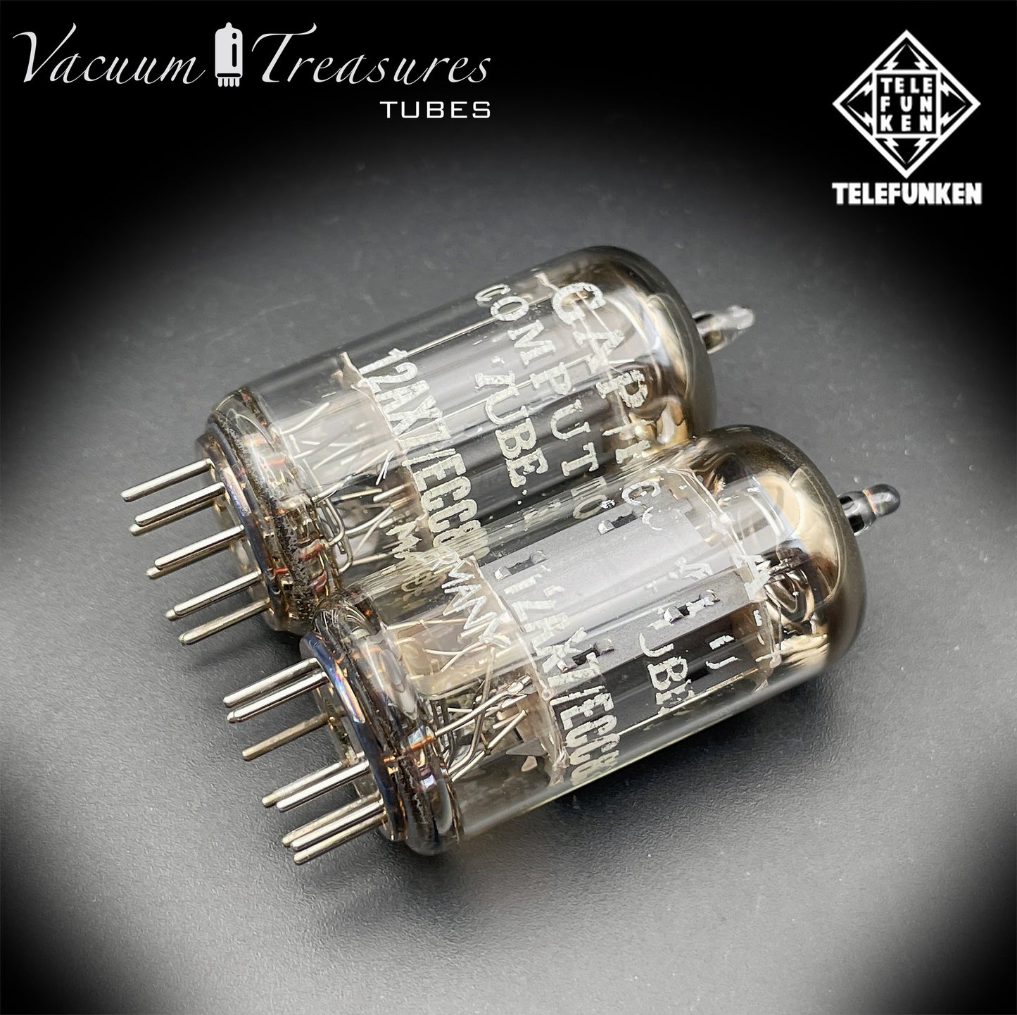 ECC83 / 12AX7 TELEFUNKEN Matched Pair Ribbed Plates Diamond Bottom Tube Made in GERMANY