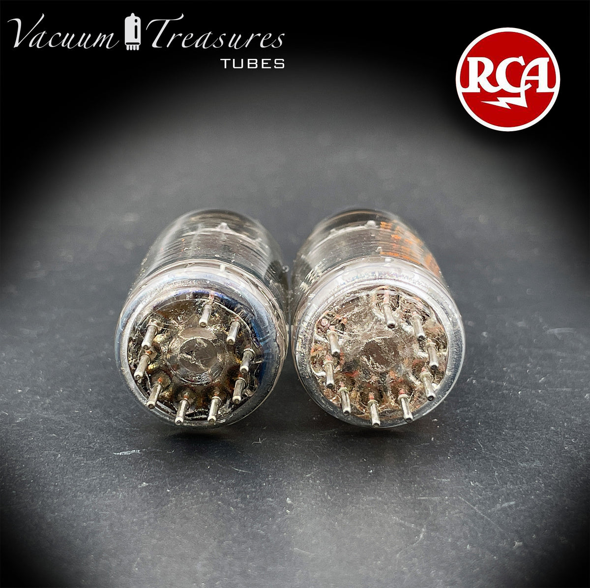 5751 RCA NOS Black Plates Halo Getter Matched Pair Tubes Made in USA