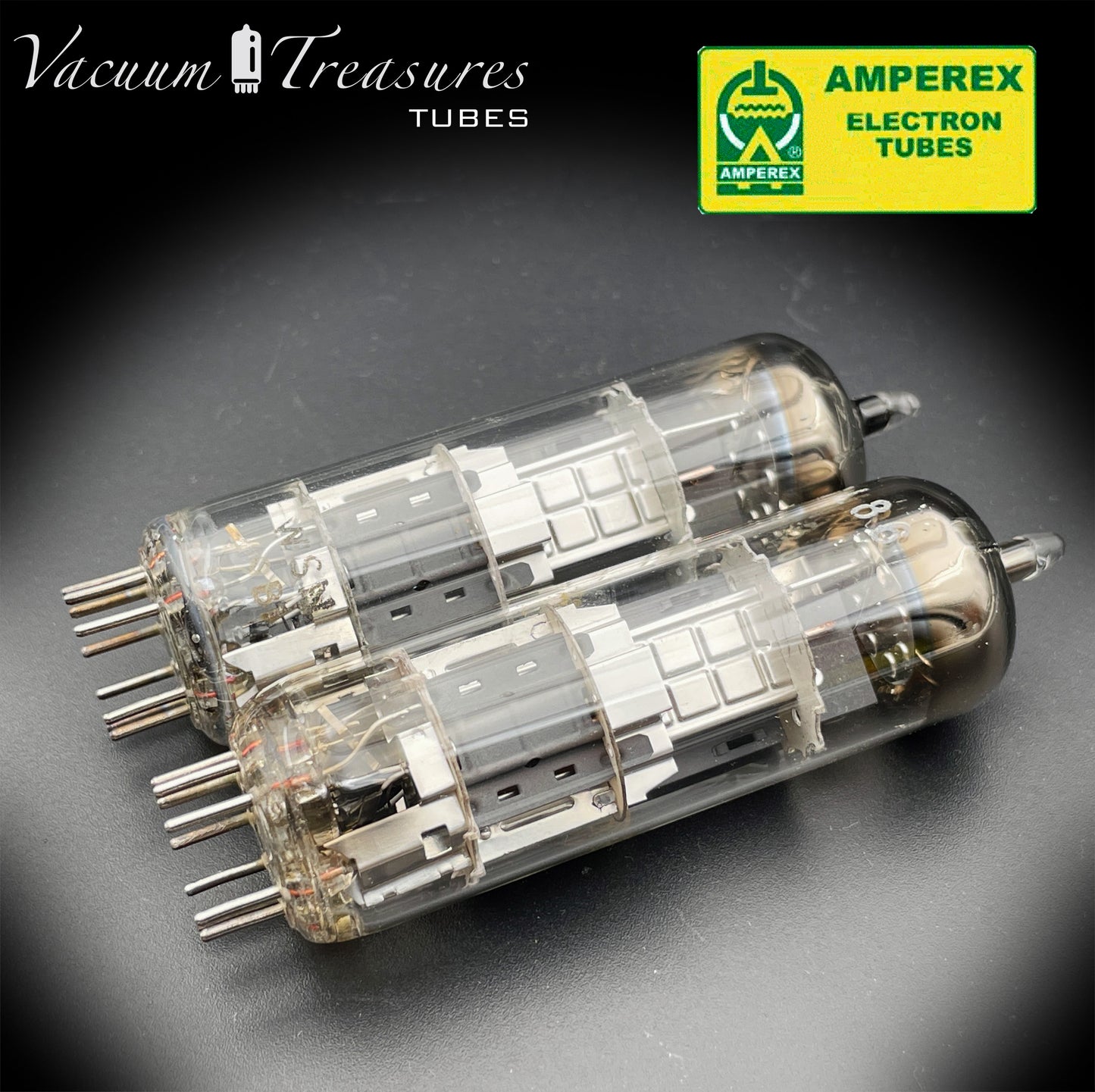 6GW8 ( ECL86 ) AMPEREX by PHILIPS NOS Disc Getter Matched Pair Tubes MADE IN HOLLAND