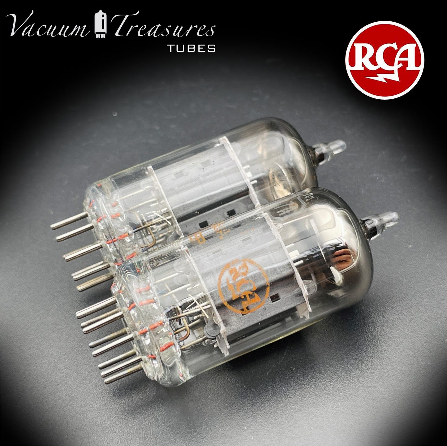 12AX7 / ECC83 RCA Short Gray Plates Halo Getter Matched Pair Tubes Made in USA '60s