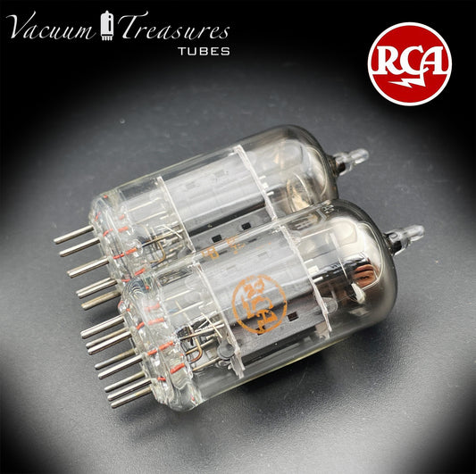 12AX7 / ECC83 RCA Short Gray Plates Halo Getter Matched Pair Tubes Made in USA '60s