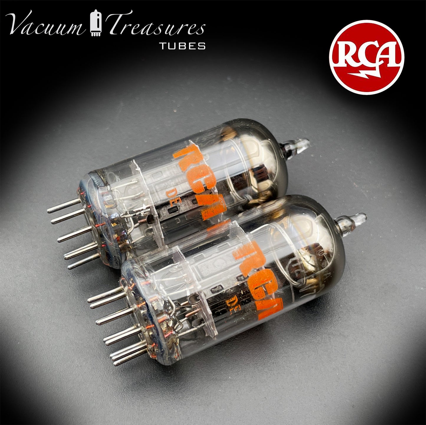 12AV7 RCA NOS NIB Black Plates Halo Getter Matched Pair Tubes Made in USA