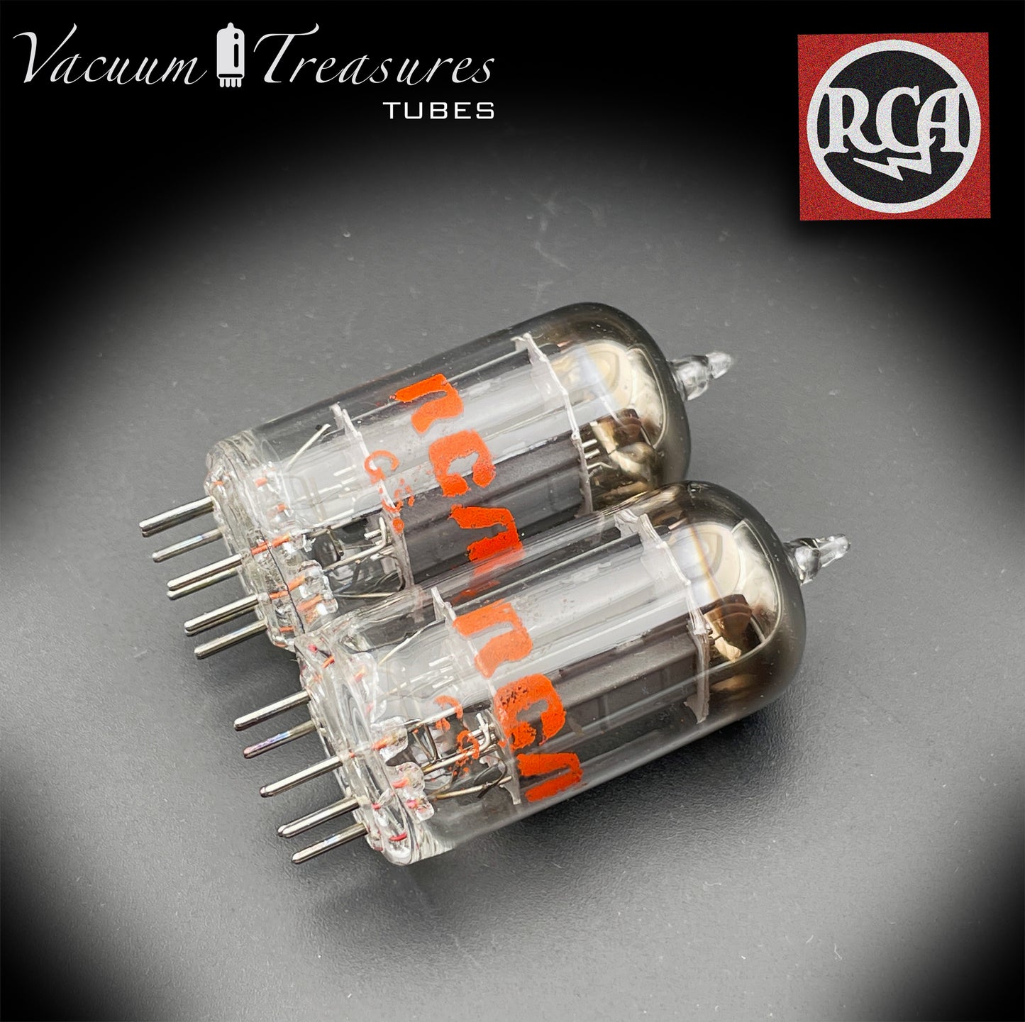 12AU7 A ( ECC82 ) RCA NOS Long Gray Plates Halo Getter Matched Tubes Made in USA