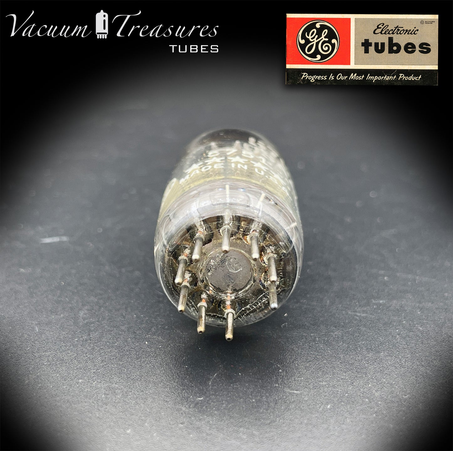 5751 GE NOS NIB Five Stars Gray Plates Halo Getter Tested Tube Made in USA '72