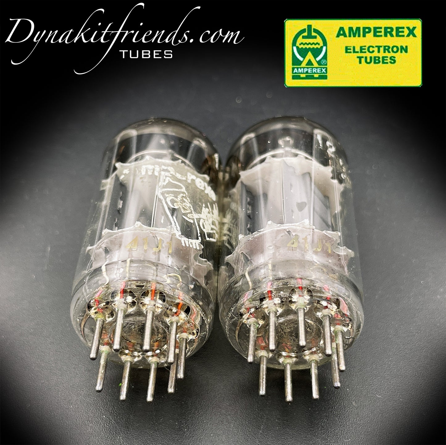 ECC83 ( 12AX7 ) Amperex Bugle Boy Short Plate Large O Getter Holland 1961 Matched Pair Valve Tubes