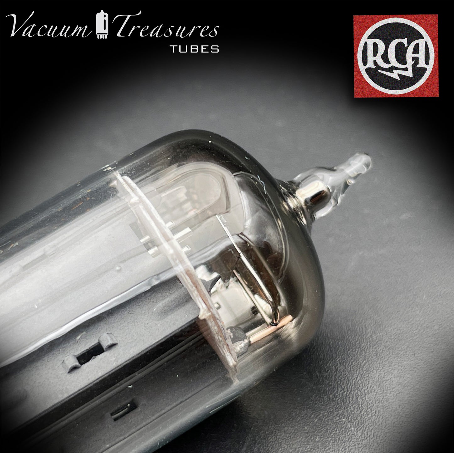 5963 ( ECC82 12AU7 WA ) RCA Long Gray Plates Rare Foil Getter AMPLITREX Tested Tube Made in USA '50s