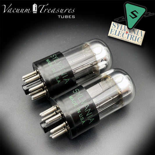 6SN7GTA NOS SYLVANIA CHROME TOP Matched Pair Same Code AMPLITREX Low Noise Tubes