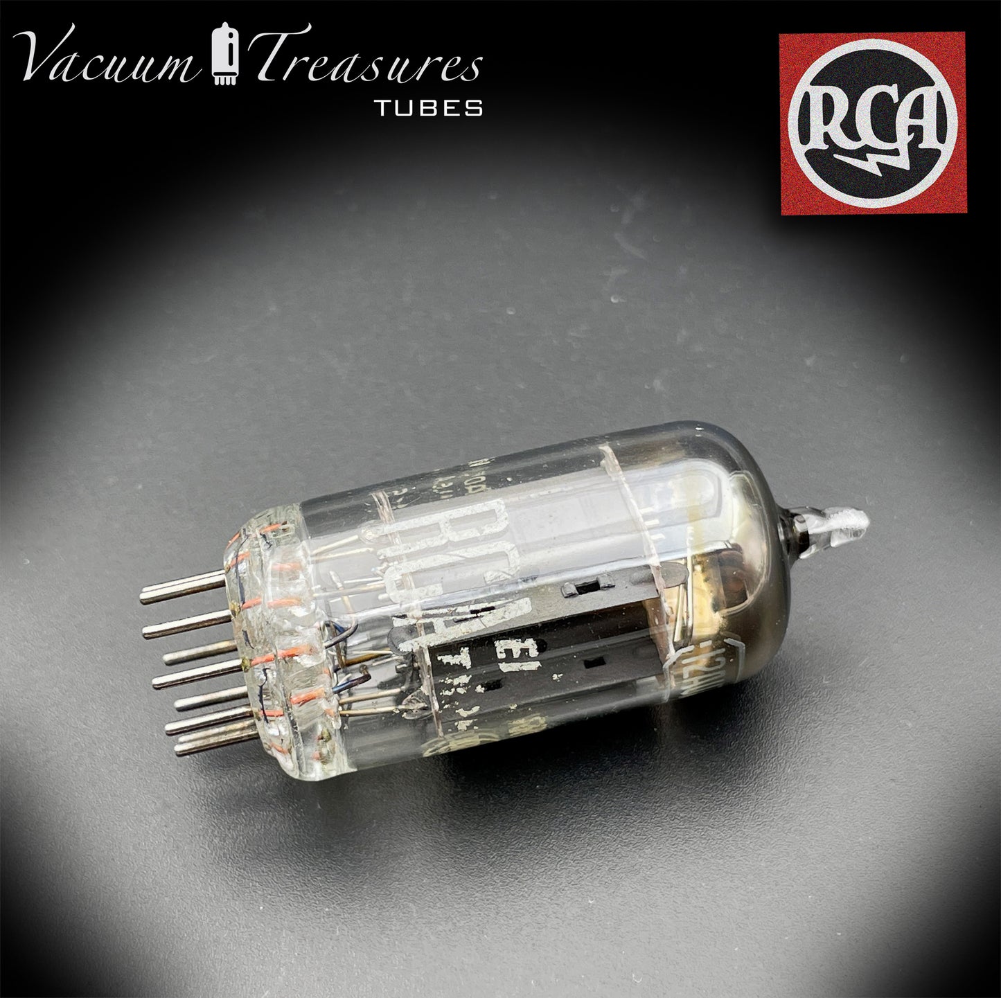 12AU7 A ( ECC82 ) RCA Long Gray Plates Square Tilt Getter Tested Tube Made in USA '50s