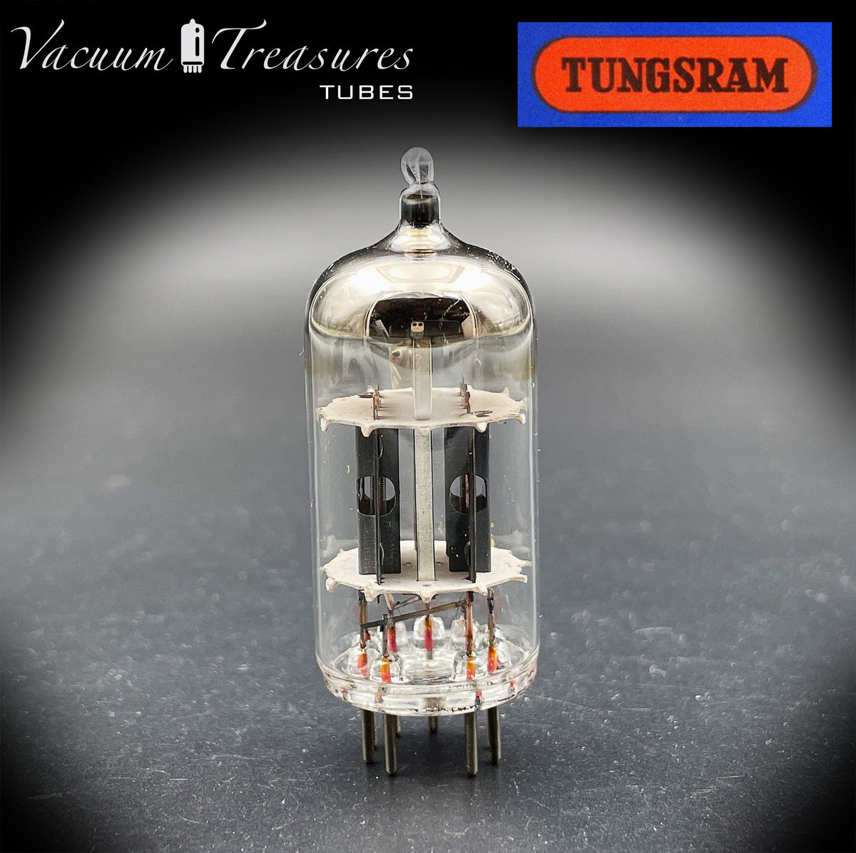 12AX7 / ECC83 TUNGSRAM Short Gray Plate Dual Post Halo Getter Tube Made in Hungary