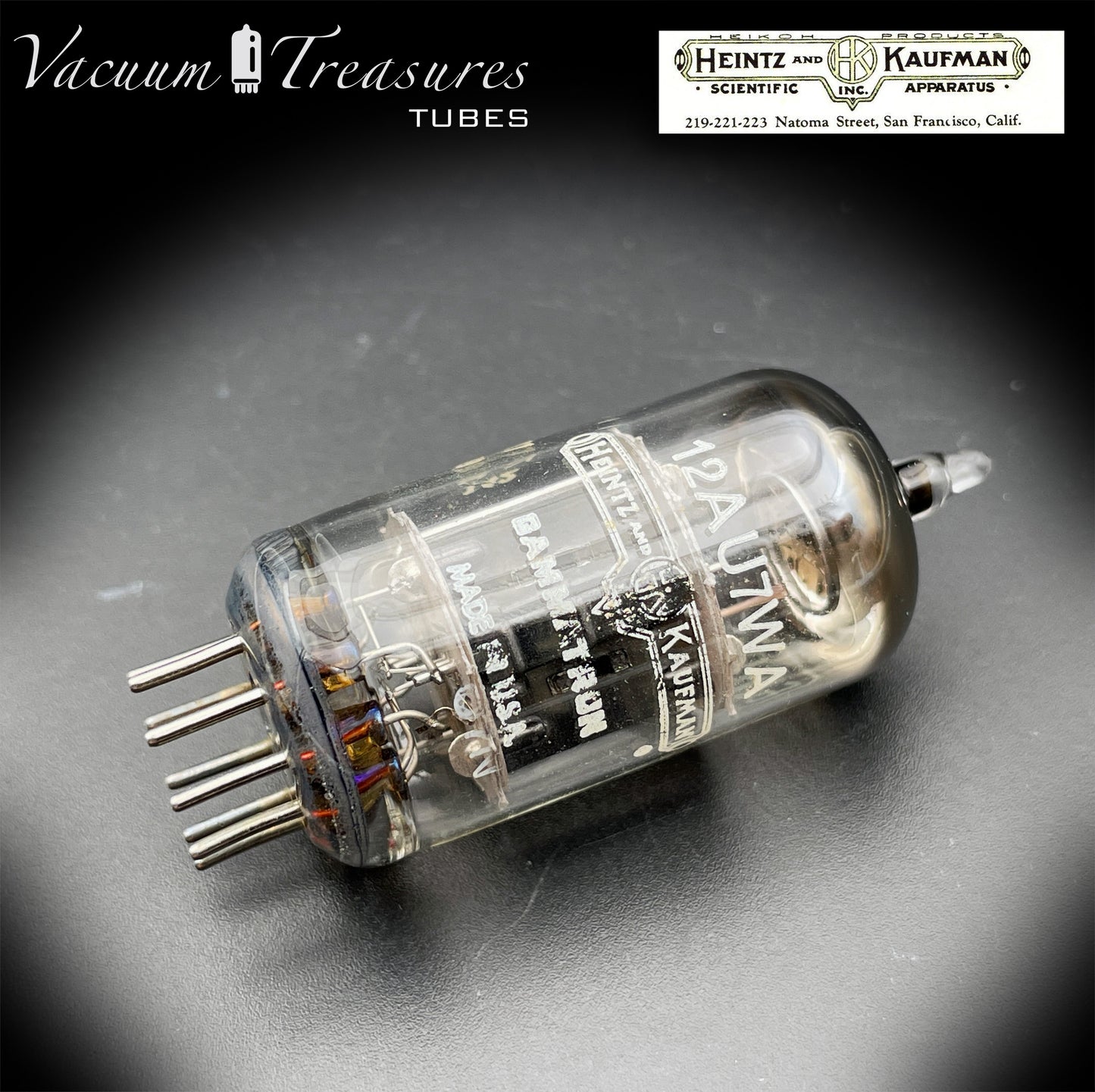 12AU7WA / CV4003 / 6189 Heinz & Kauffman Black Plates Halo Getter Made in USA