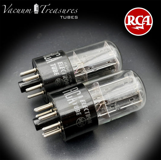 6SN7 GTB RCA Silver Logo AMPLITREX Tested Pair Same data Codes Black Plates D Getter Low Noise & Mic Tubes