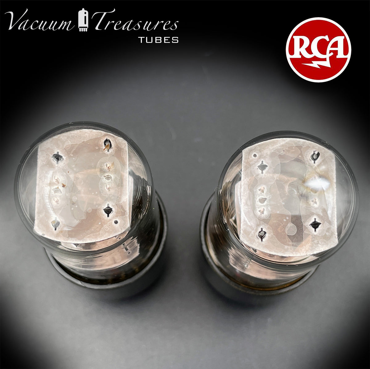 6SN7GT RCA Radiotron Matched Pair Silver Logo Black Plates D Getter AMPLITREX Tested Low Noise & Mic Tubes