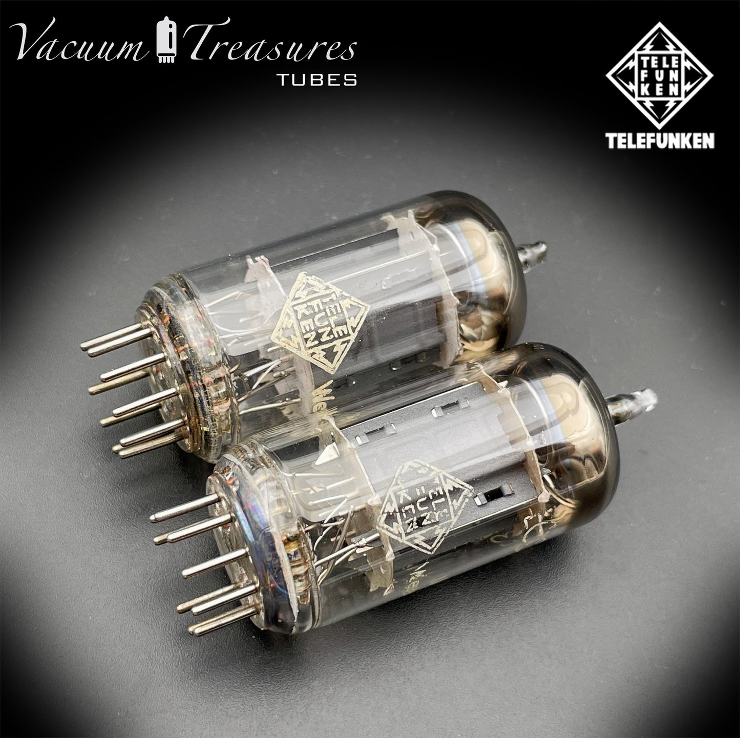 12AX7 / ECC83 TELEFUNKEN Tested Pair Tubes – Ribbed Plates Diamond Bottom Made in Germany
