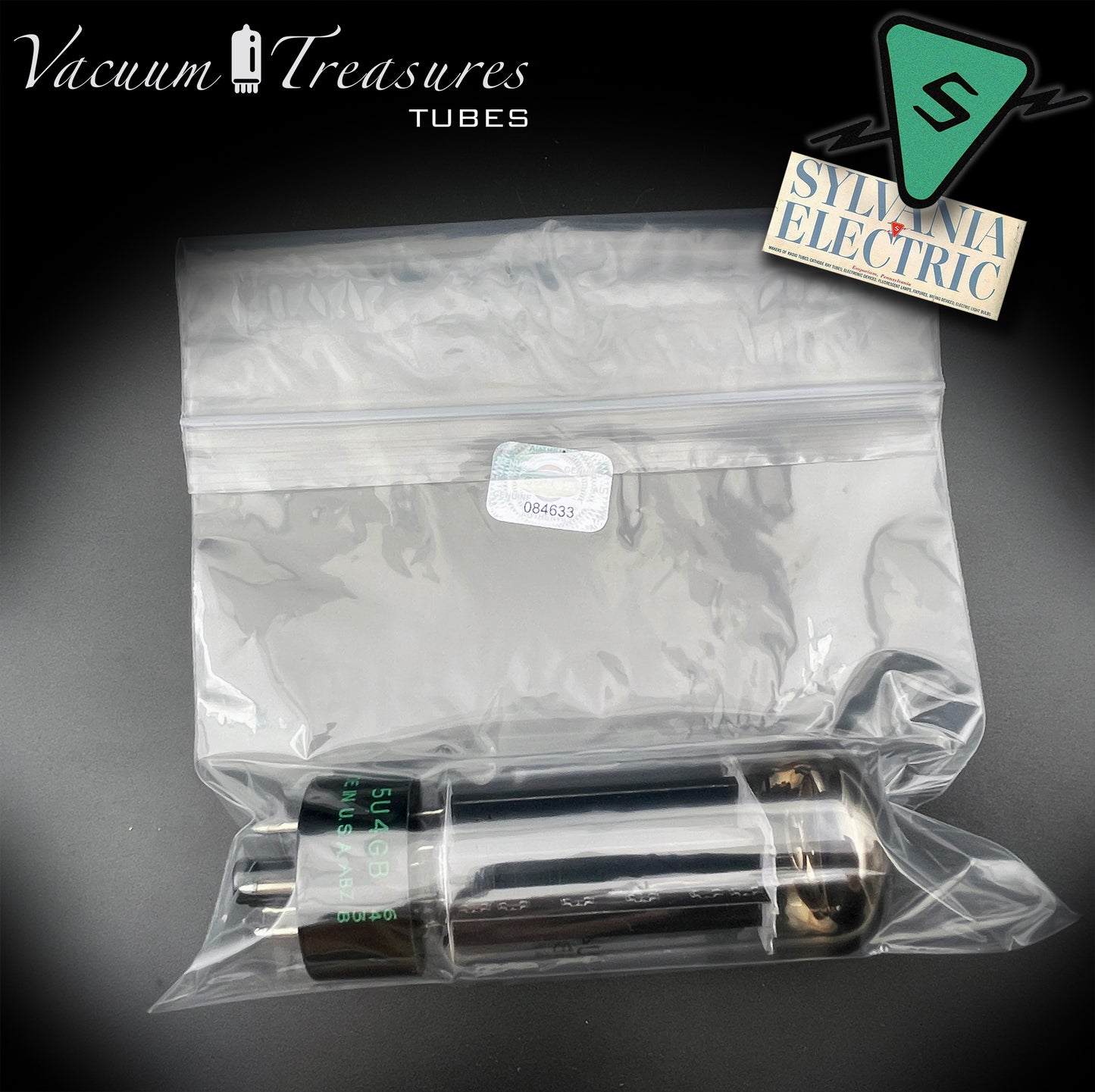 USN CHS 5U4GB SYLVANIA NOS NIB Black Plates Halo Getter Tested Tube Rectifier Made in USA