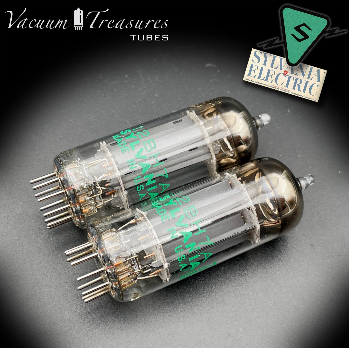 12BH7A NOS NIB Sylvania Gray Plates Halo Getter Matched Pair Tubes USA 1975