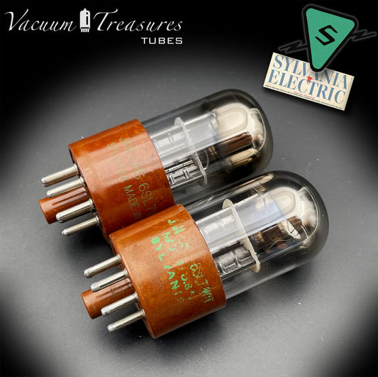 JAN-CHS 6SL7WGT NOS NIB SYLVANIA Brown Base Square Getter AMPLITREX Tested Pair Made in USA '50s