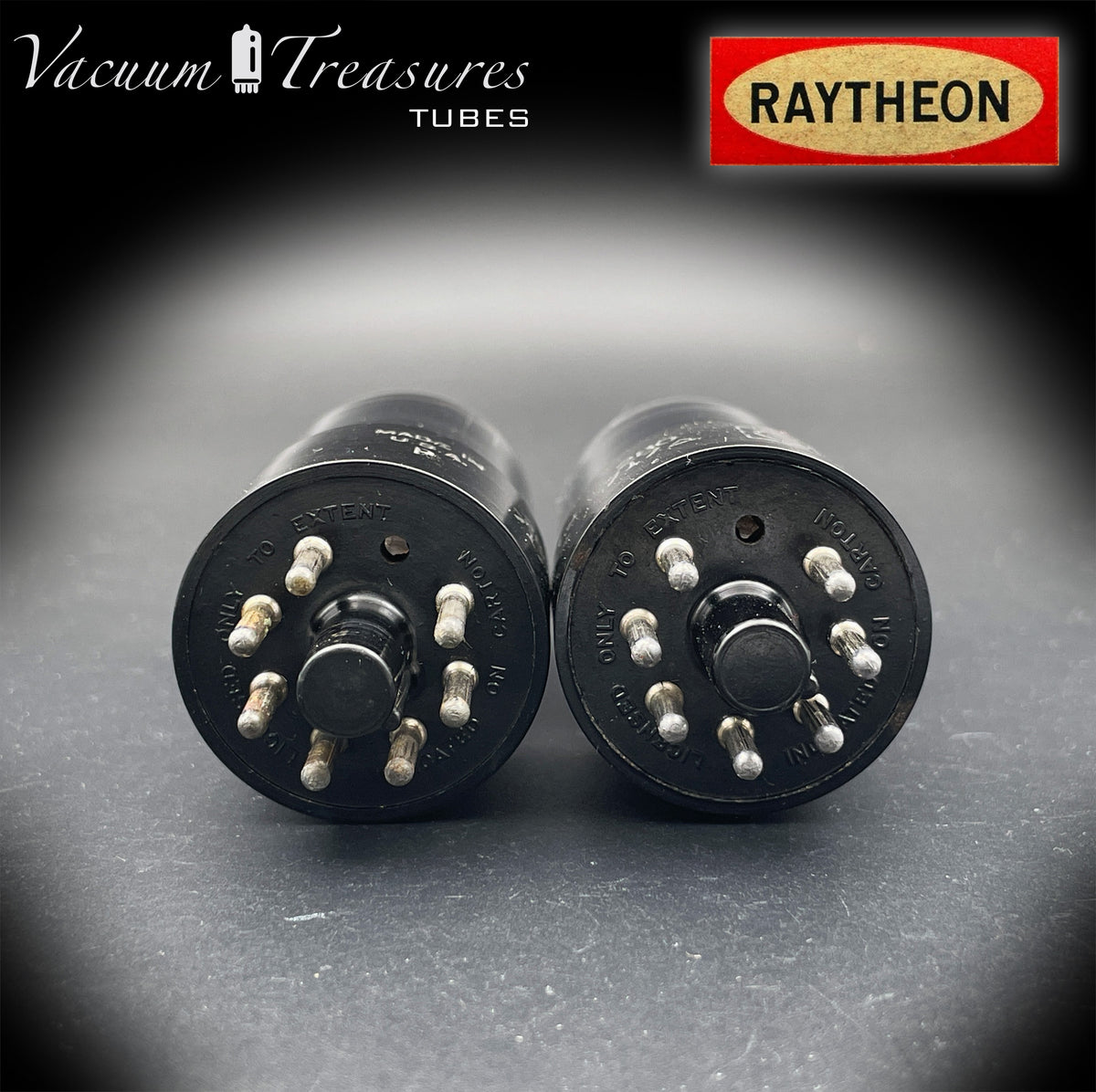 6V6GT NOS GM by Raytheon Black Plates Smoked Glass Square Getter Matched Pair Tubes USA 1957