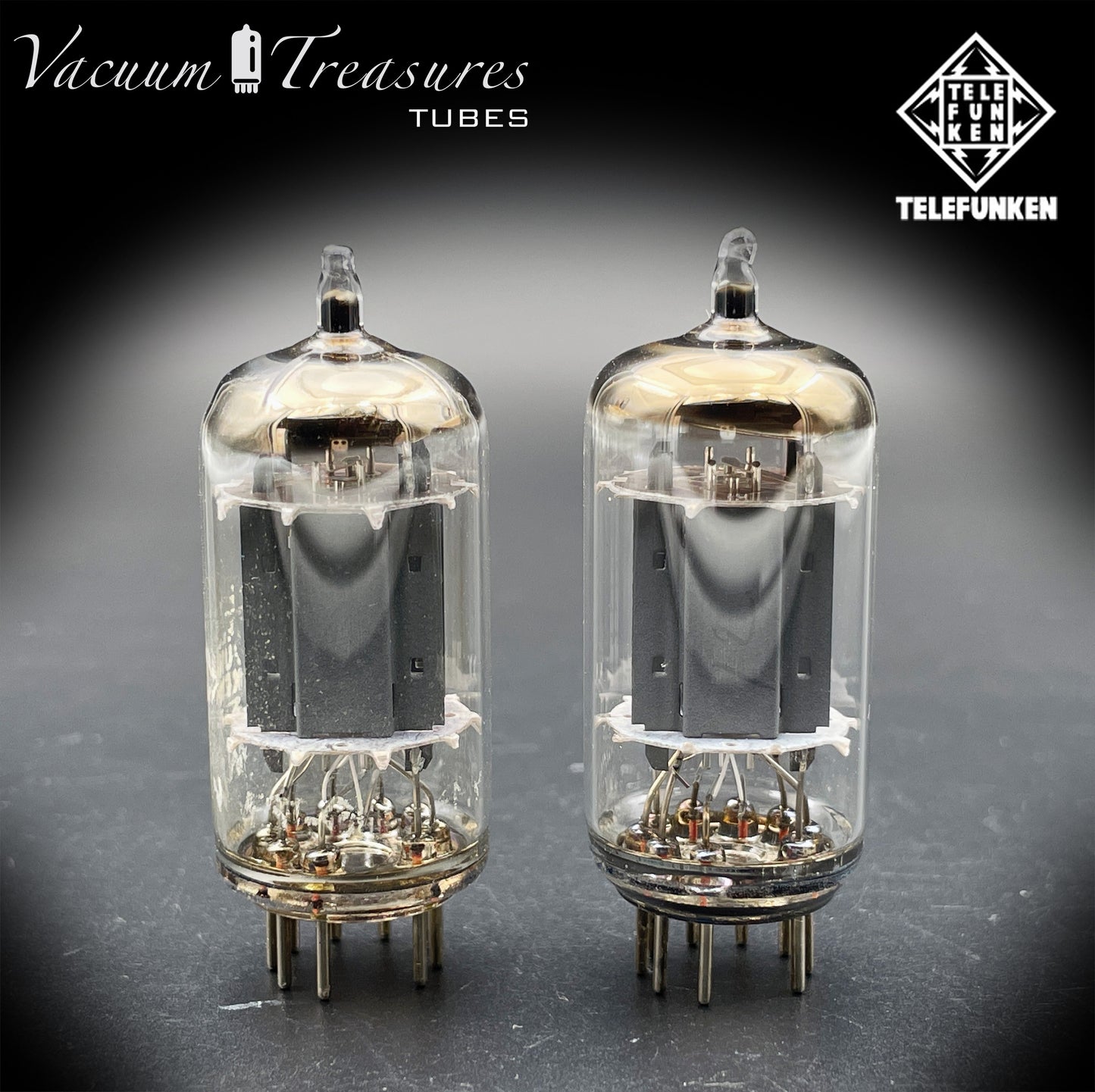 12AX7 ECC83 TELEFUNKEN Matched Pair Tubes – Smooth Plates Diamond Bottom Made in Western Germany