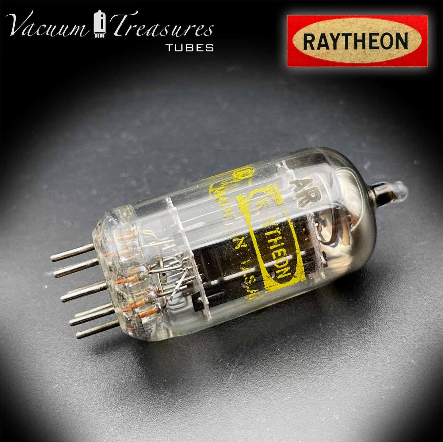 12AX7 / ECC83 NOS RAYTHEON Long Black Plates Tested Tube - Balanced - Made in USA '61