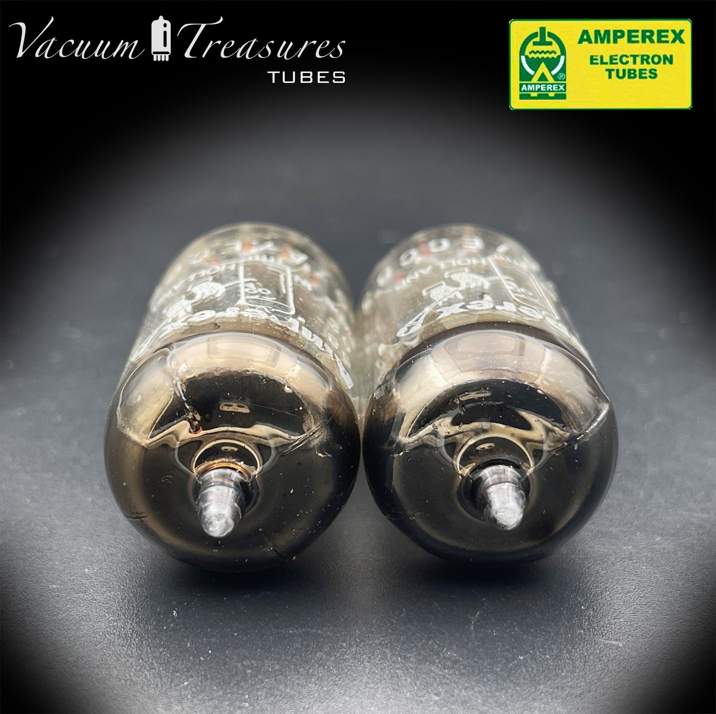 12AX7 / ECC83 NOS AMPEREX Bugle Boy Matched Pair Short plates Same Date Codes Tubes MADE IN HOLLAND '67
