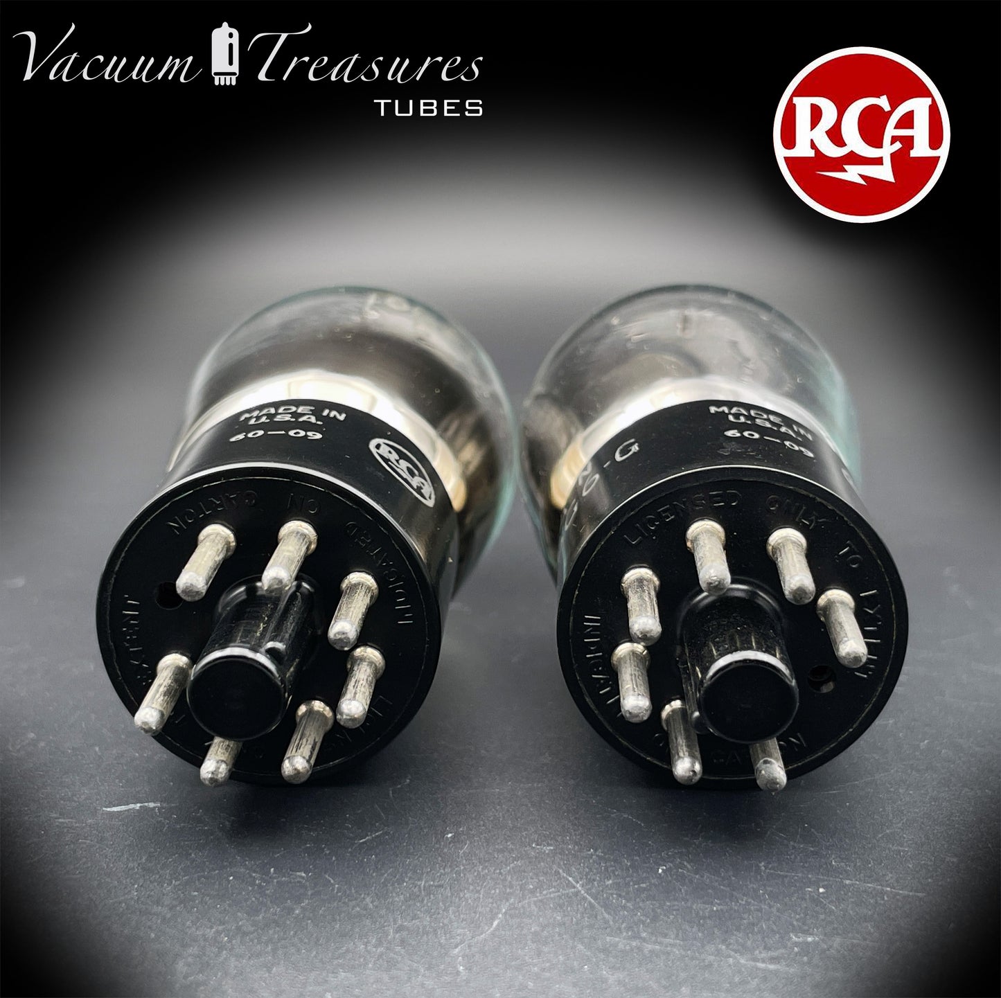 6G6G = VT-198A = 6G6GT RCA NOS NIB Matched Pair Black Plates Square Getter Power Pentode USA