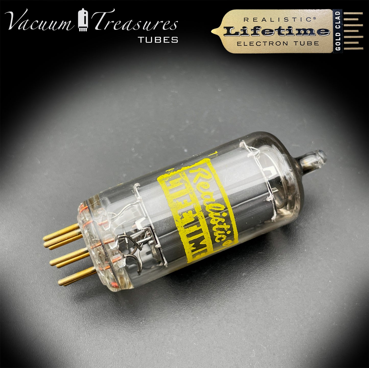 6AU6A ( EF94 ) Realistic LIFETIME NOS NIB Gold Pin Gray Plate Halo Getter - AMPLITREX Tested
