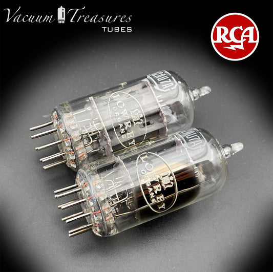 12AU7A / ECC82 Lowray by RCA Clear Top 1959 - NOS Matched Pair - Long Gray Plates - Amplitrex Tested