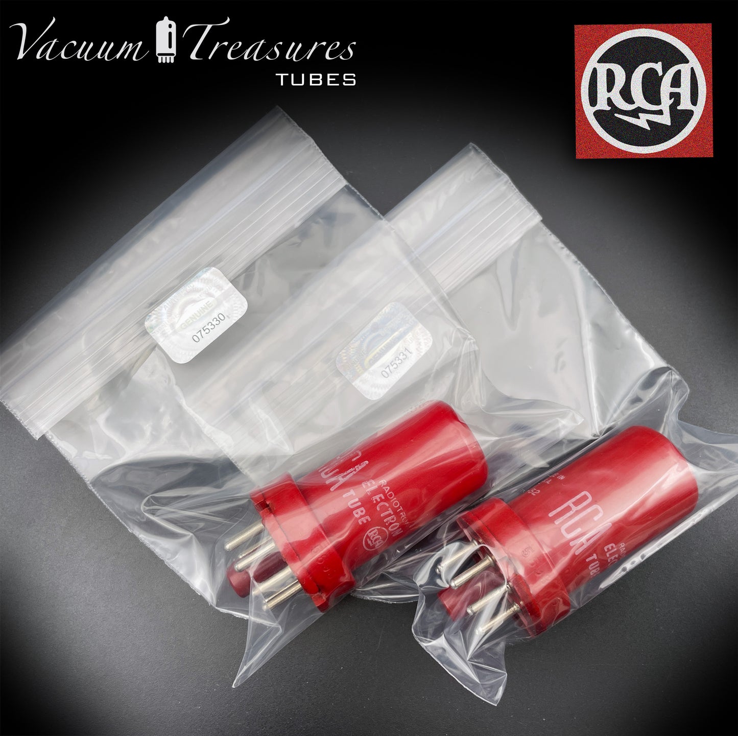 5693 ( CV3699 ) RCA NOS SPECIAL RED AMPLITREX Matched Pair Tubes MADE IN USA '52