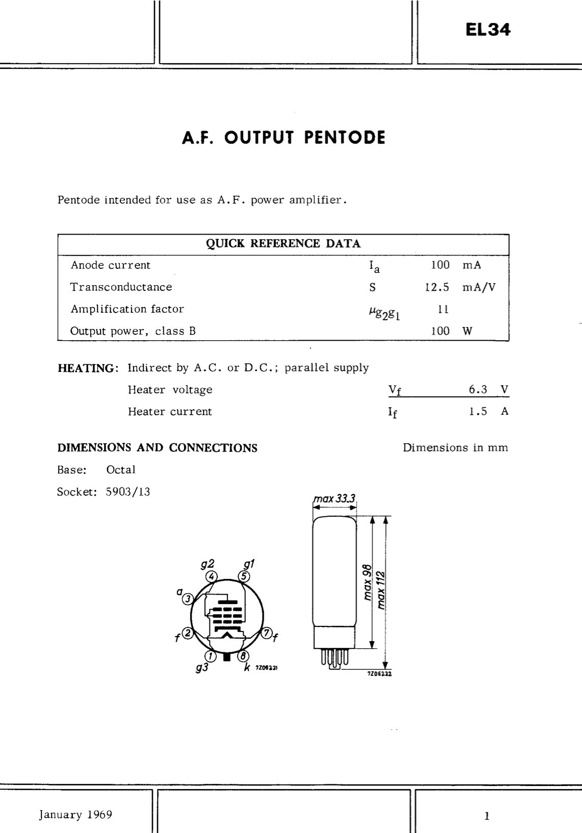 6CA7 EL34 AMPEREX by PHILIPS Eindhoven Metal Base ’55 One-Piece Disc Getter Matched Pair Amplitrex Tested Curves Included