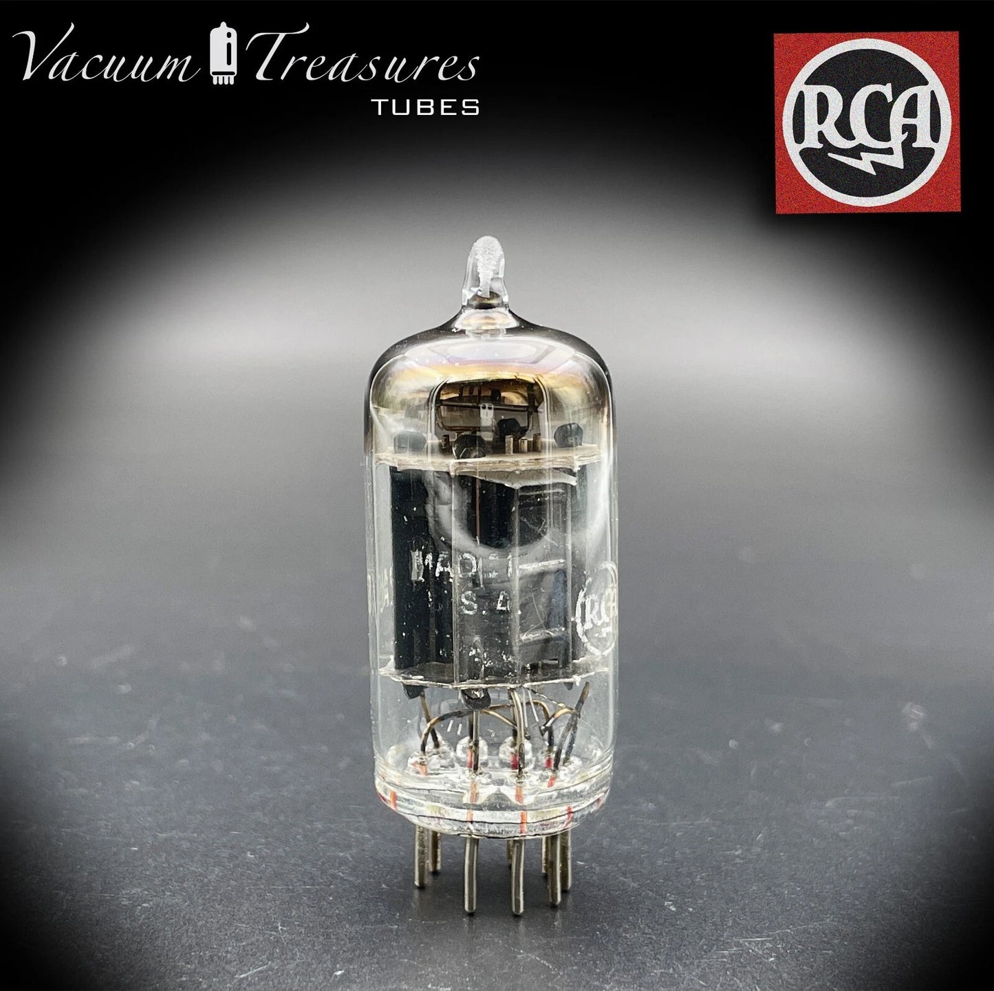 JRC 12AU7 ( ECC82 ) RCA Long Black Plates Square Getter AMPLITREX Tested Tube