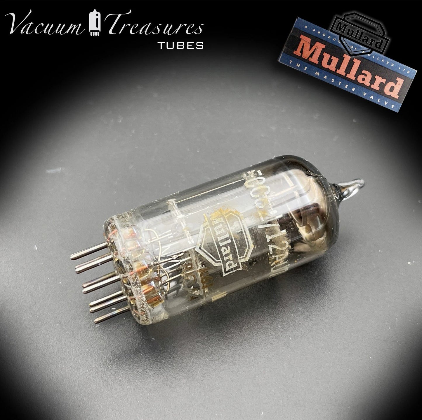 12AU7 / ECC82 MULLARD Mitcham k61 Short Plates Halo Getter Balanced Test Like NOS