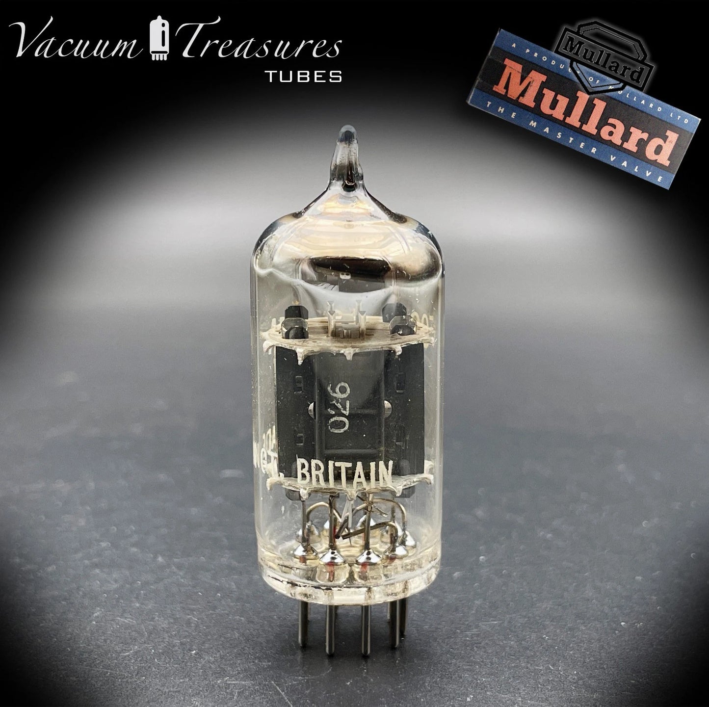 12AU7 / ECC82 MULLARD Mitcham k61 Short Plates Halo Getter Balanced Test Like NOS