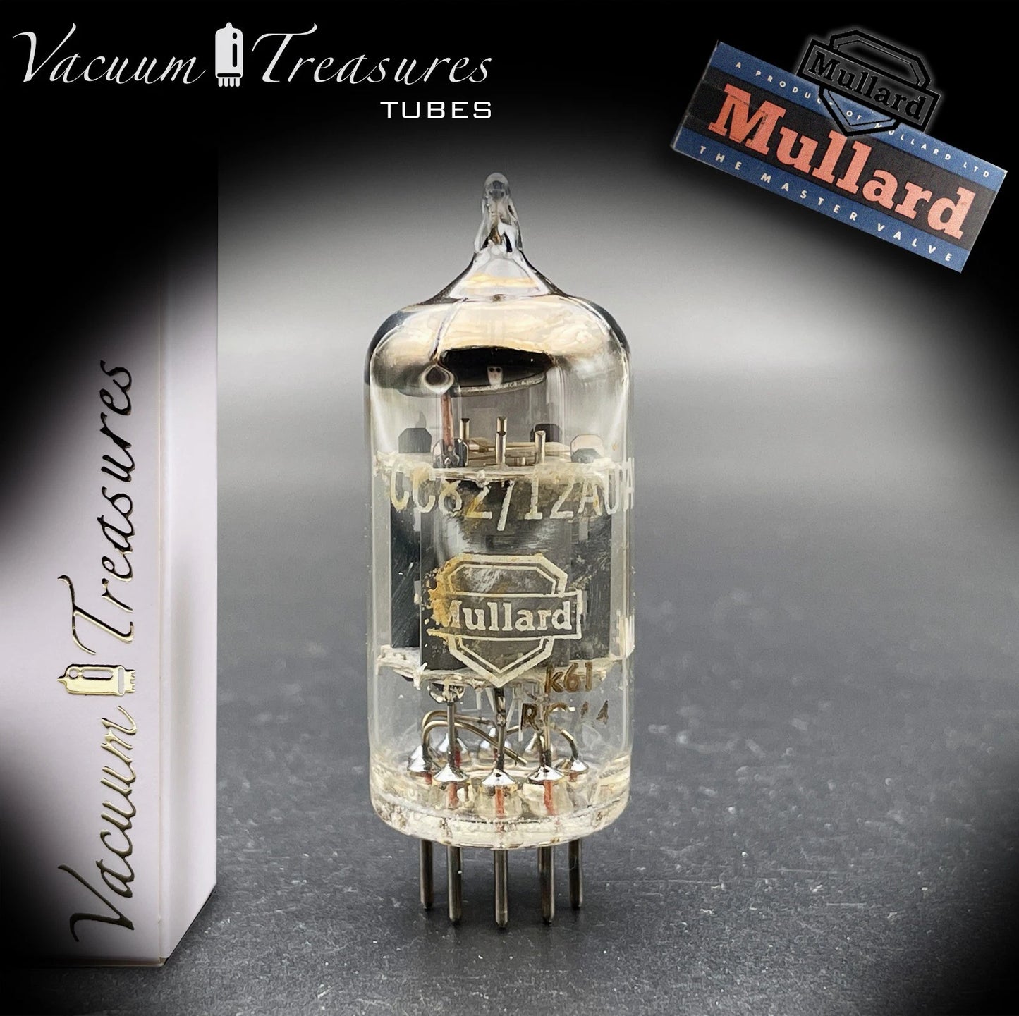 12AU7 / ECC82 MULLARD Mitcham k61 Short Plates Halo Getter Balanced Test Like NOS
