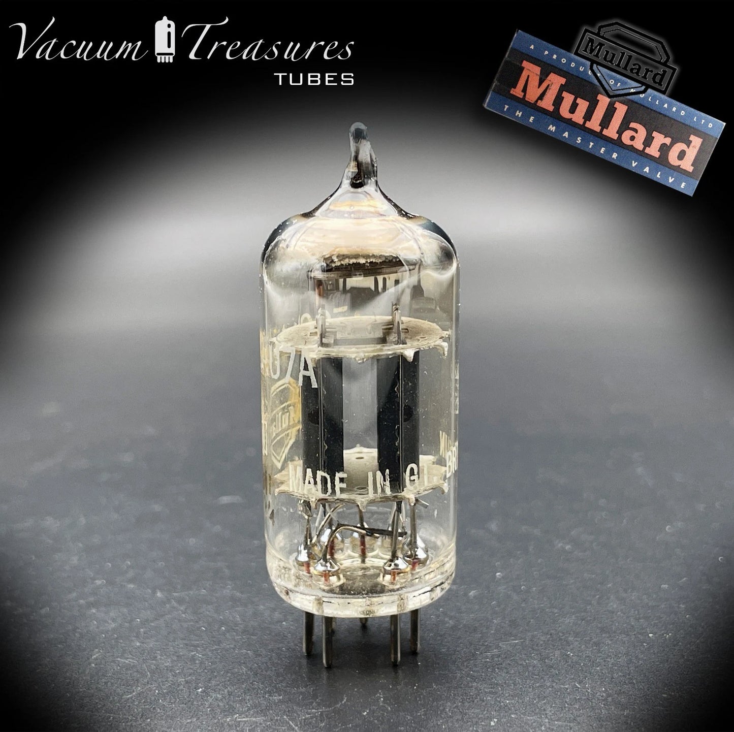 12AU7 / ECC82 MULLARD Mitcham k61 Short Plates Halo Getter Balanced Test Like NOS
