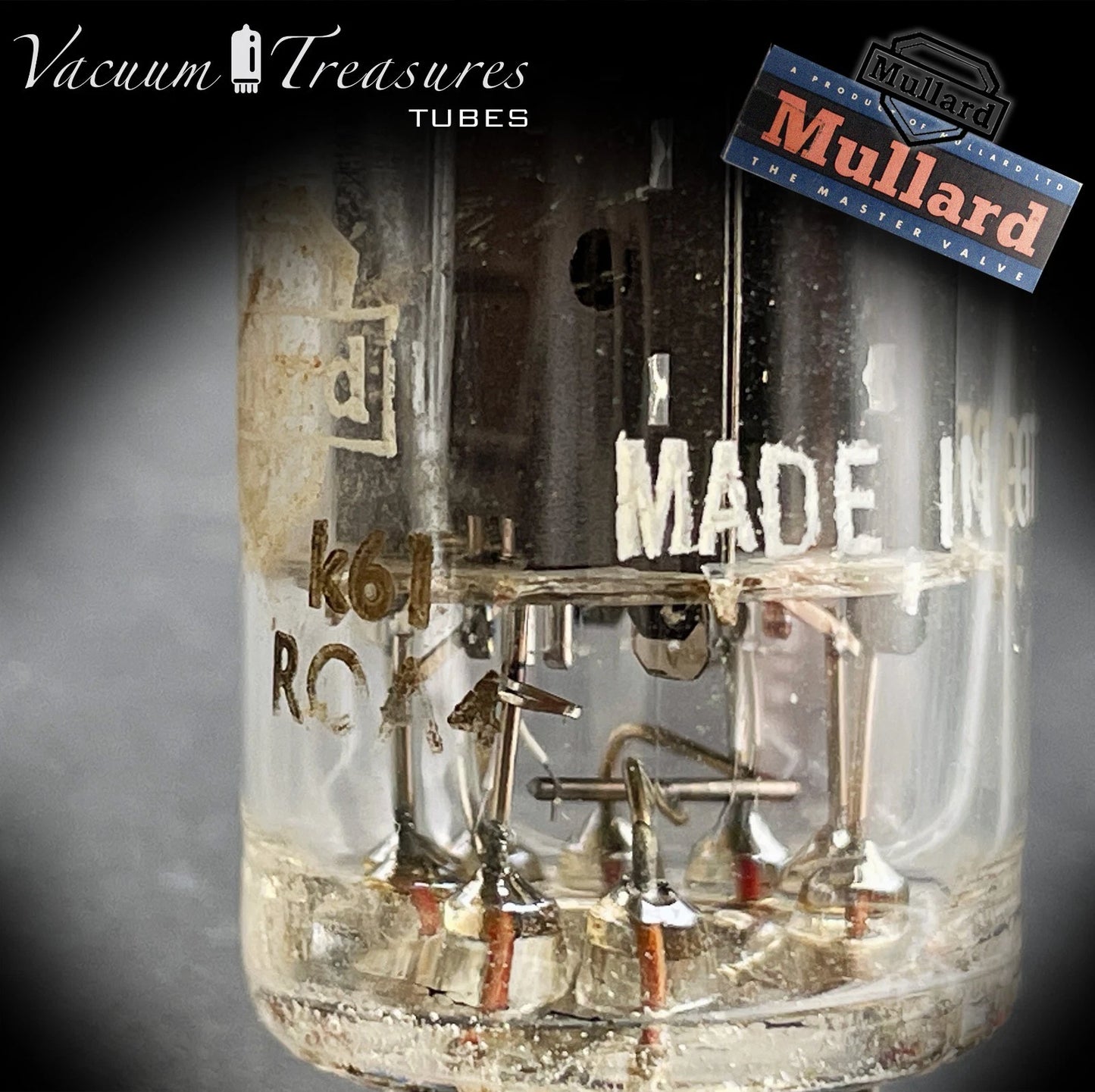 12AU7 / ECC82 MULLARD Mitcham k61 Short Plates Halo Getter Balanced Test Like NOS