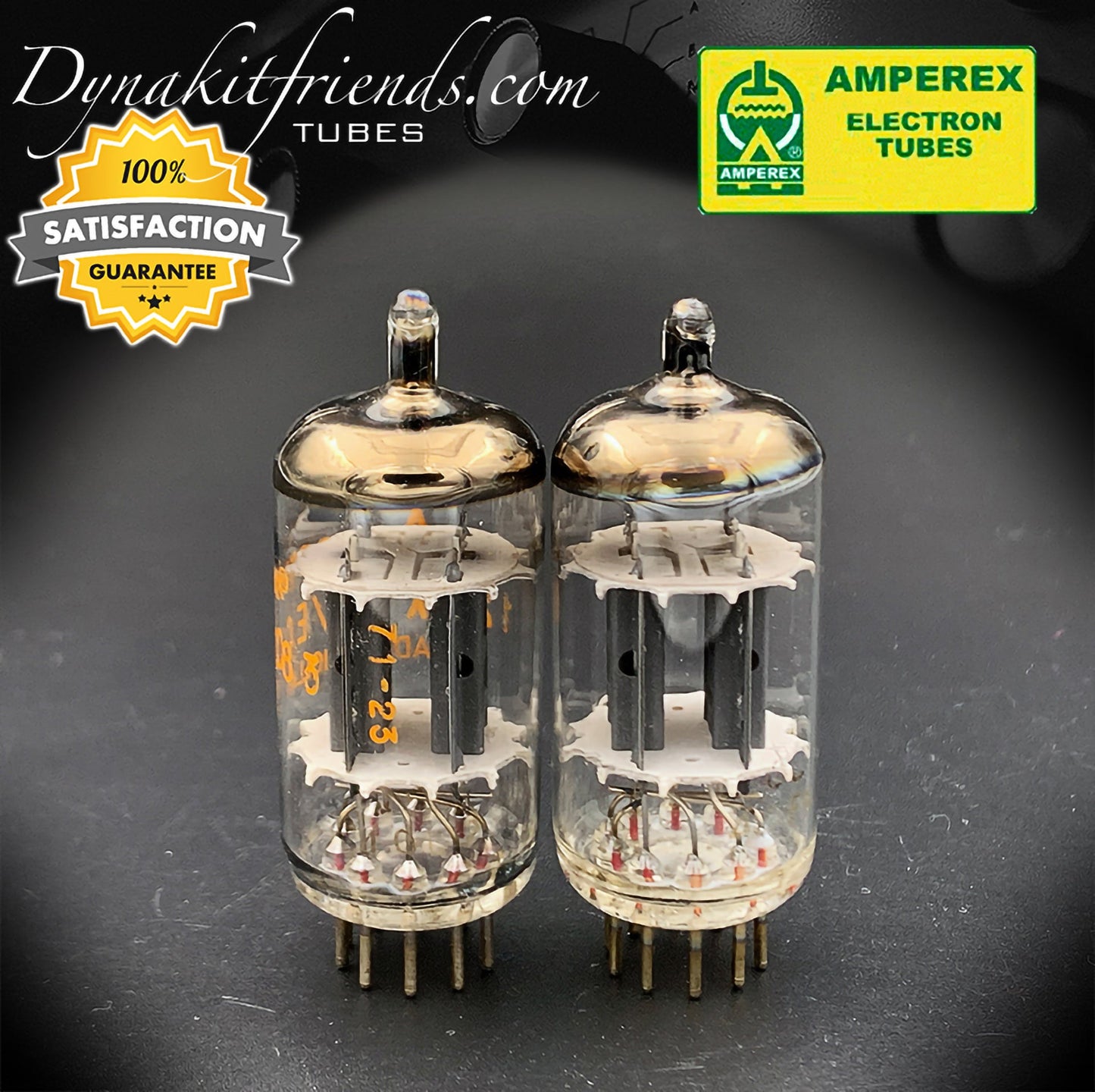 12AX7 ( ECC83 ) AMPEREX by PHILIPS Heerlen Short plates Disc Getter Tested Tubes MADE IN HOLLAND - Vacuum Tubes Treasures