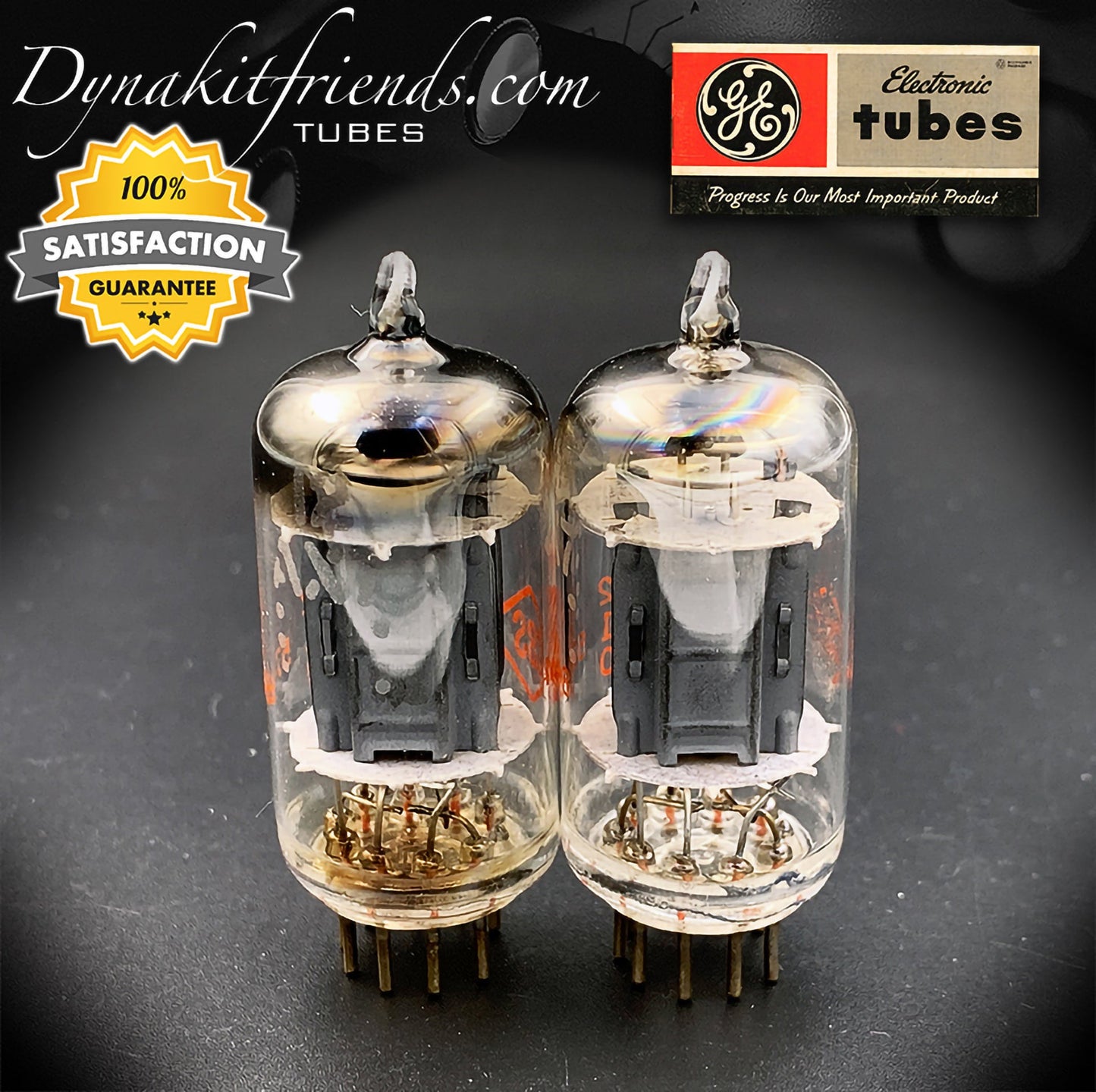 12AX7 ( ECC83 ) GE etichetta CBS Long Gray Plates D Getter Matched Tubes MADE IN USA - Vacuum Tubes Treasures