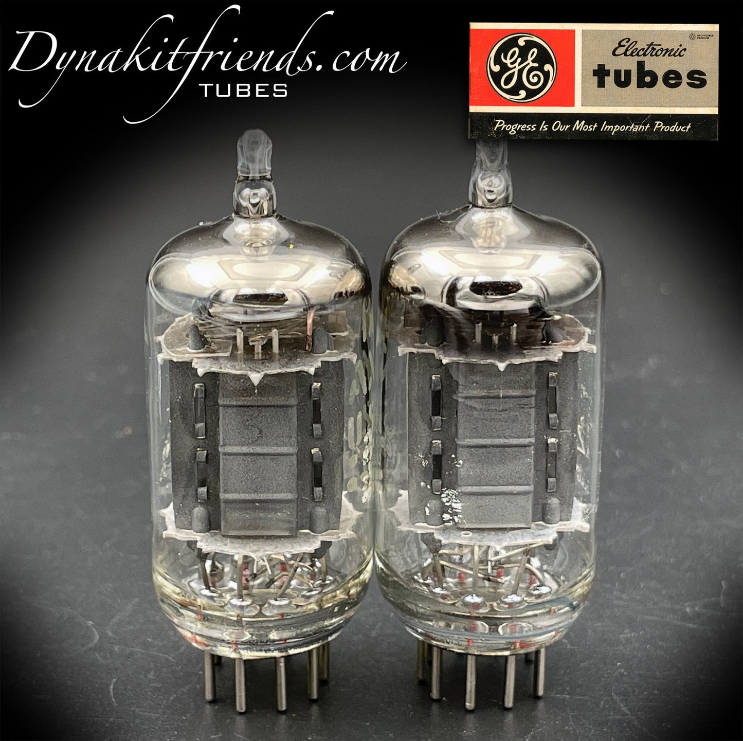 12AX7 ( ECC83 ) GE labeled Wurlitzer Long Gray Plates O Getter Matched Tubes MADE IN USA '63 - Vacuum Tubes Treasures