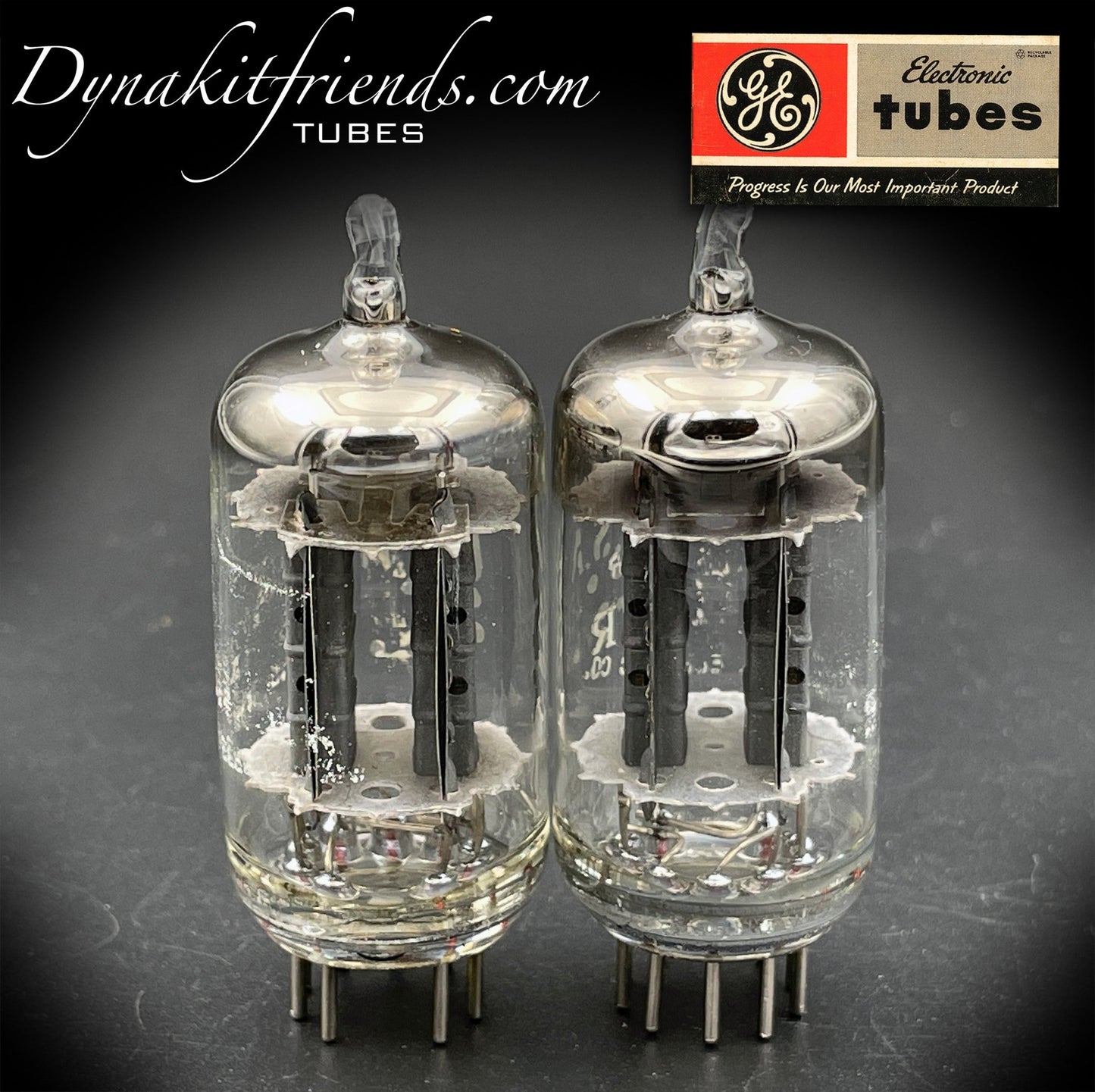 12AX7 ( ECC83 ) GE labeled Wurlitzer Long Gray Plates O Getter Matched Tubes MADE IN USA '63 - Vacuum Tubes Treasures