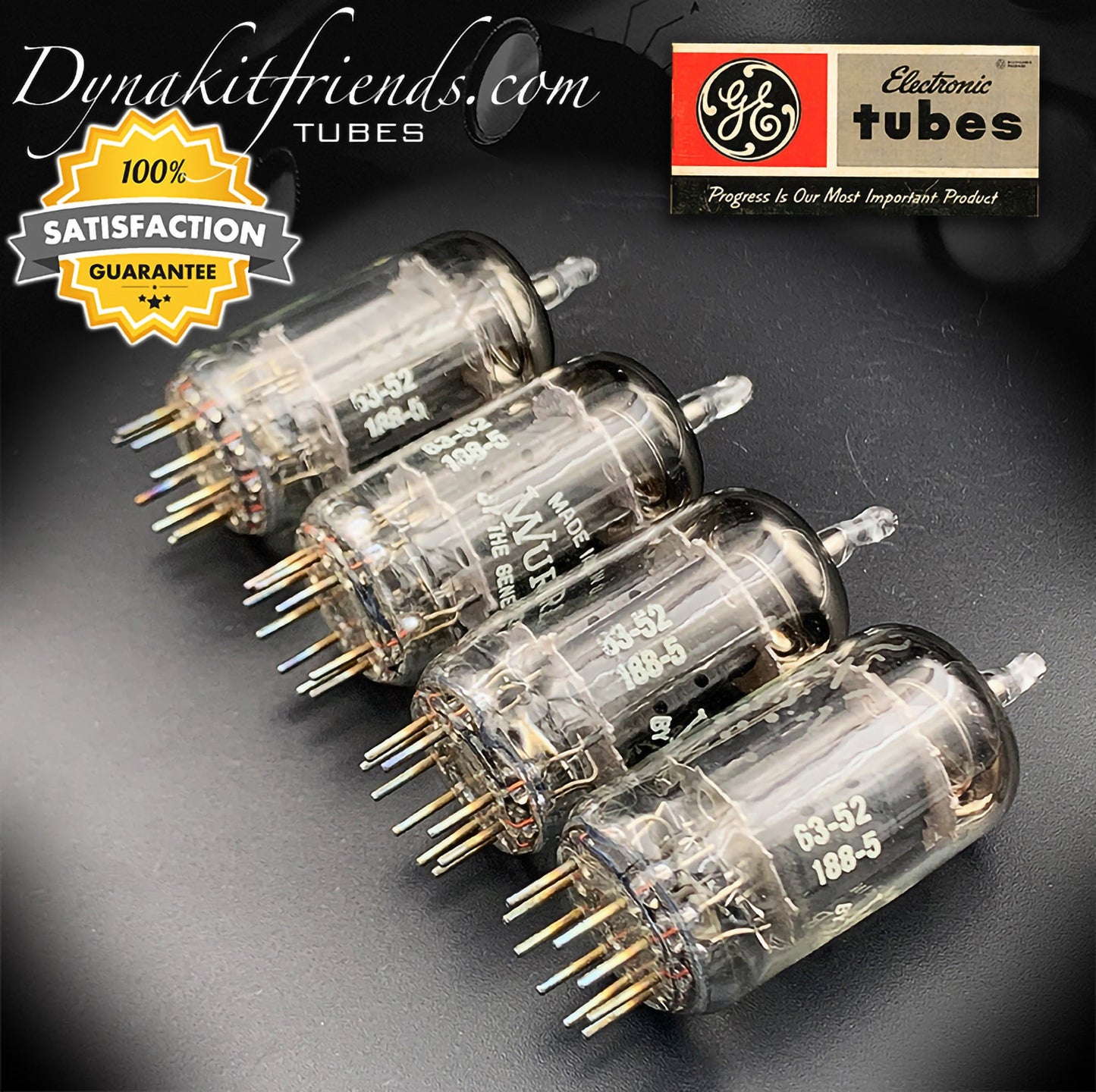 12AX7 ( ECC83 ) GE labeled Wurlitzer Long Gray Plates O Getter Matched Tubes MADE IN USA '63 - Vacuum Tubes Treasures