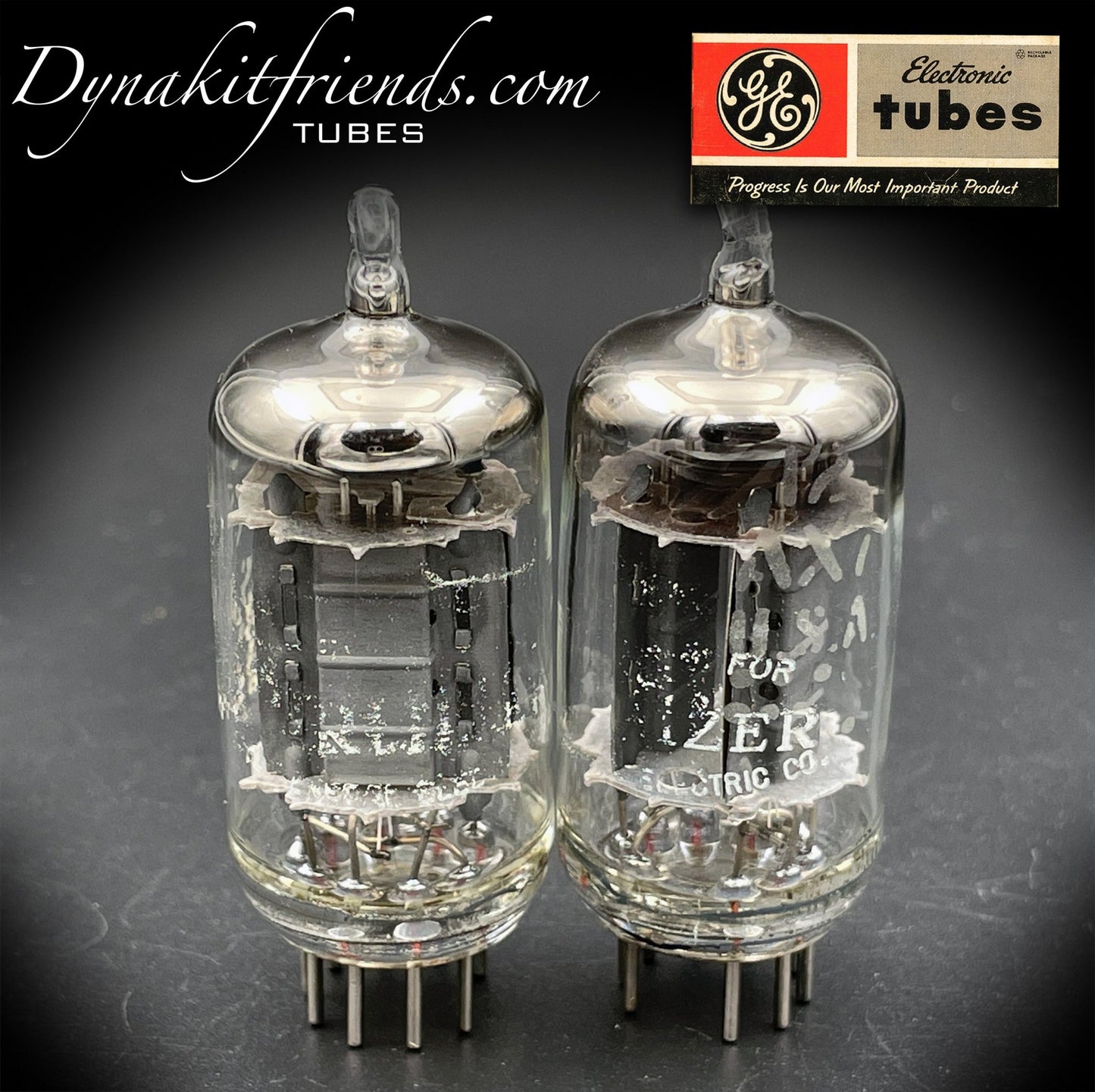 12AX7 ( ECC83 ) GE labeled Wurlitzer Long Gray Plates O Getter Matched Tubes MADE IN USA '63 - Vacuum Tubes Treasures