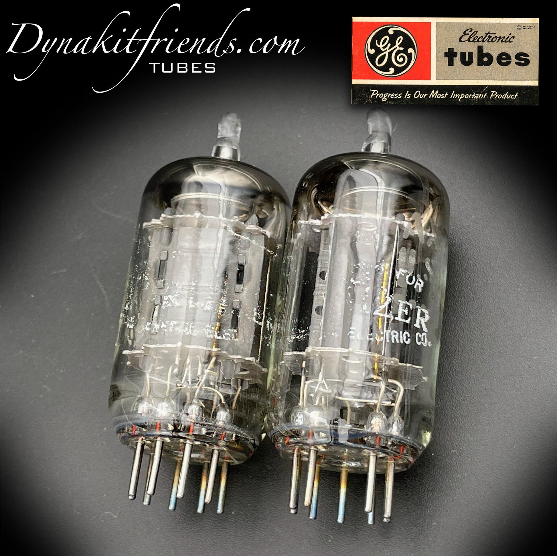 12AX7 ( ECC83 ) GE labeled Wurlitzer Long Gray Plates O Getter Matched Tubes MADE IN USA '63 - Vacuum Tubes Treasures