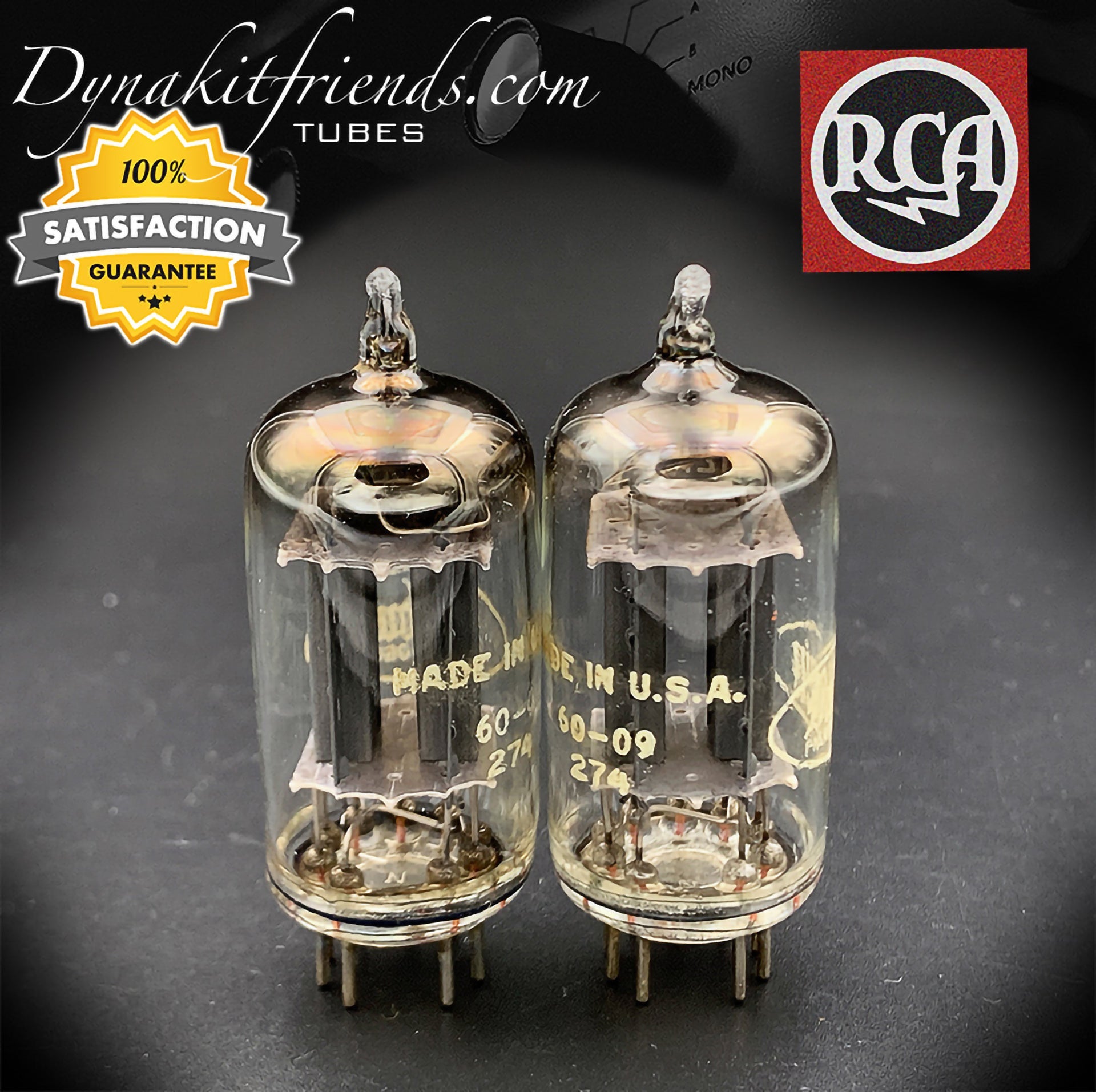 12AX7 ( ECC83 ) RCA Brand Baldwin Long Gray Plates [] Getter Matched Tubes MADE IN USA '60 - Vacuum Tubes Treasures