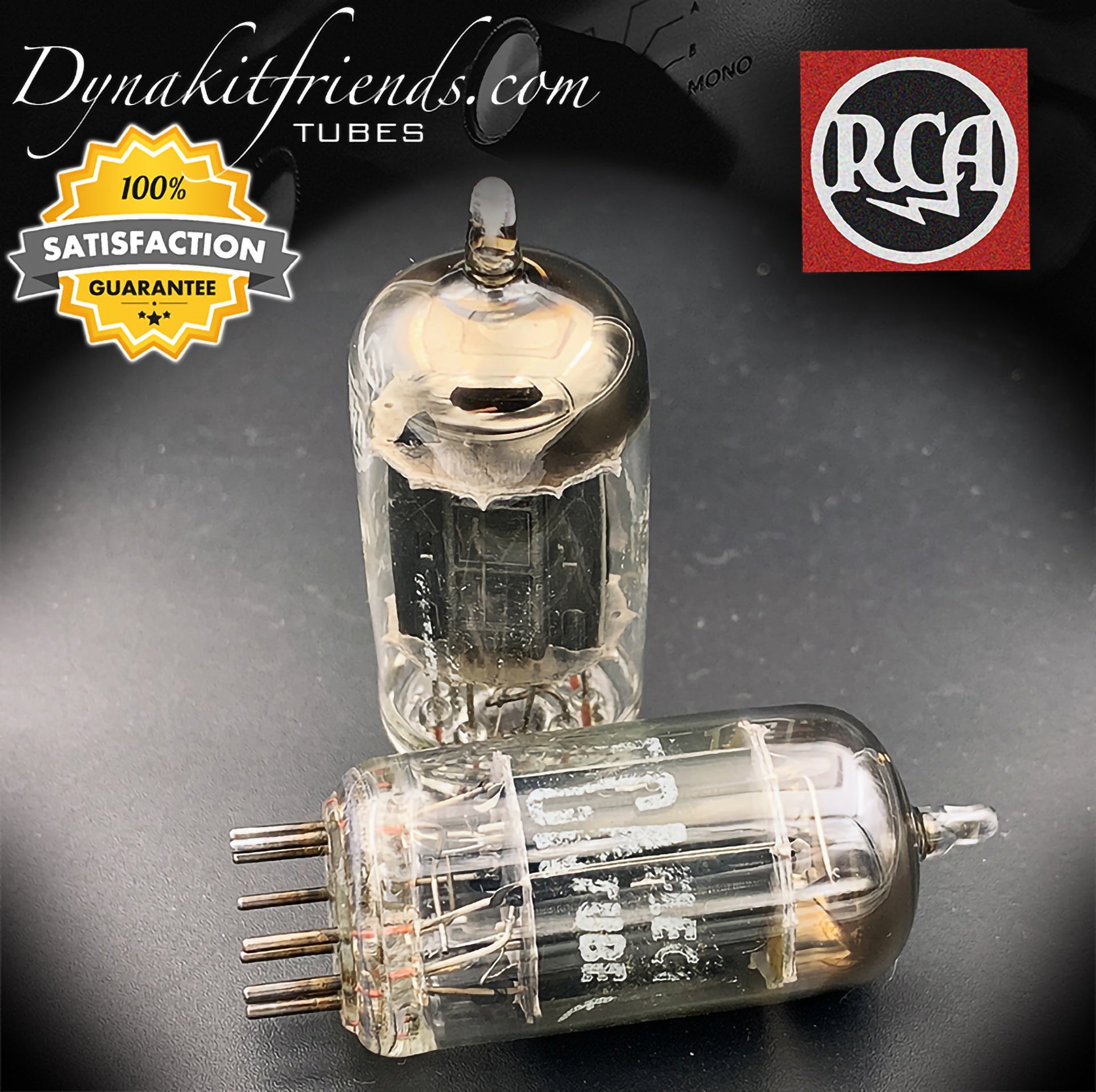 12AX7 ( ECC83 ) RCA Long Black Plates [] Tilted Getter Matched Tubes MADE IN USA '57 - Vacuum Tubes Treasures