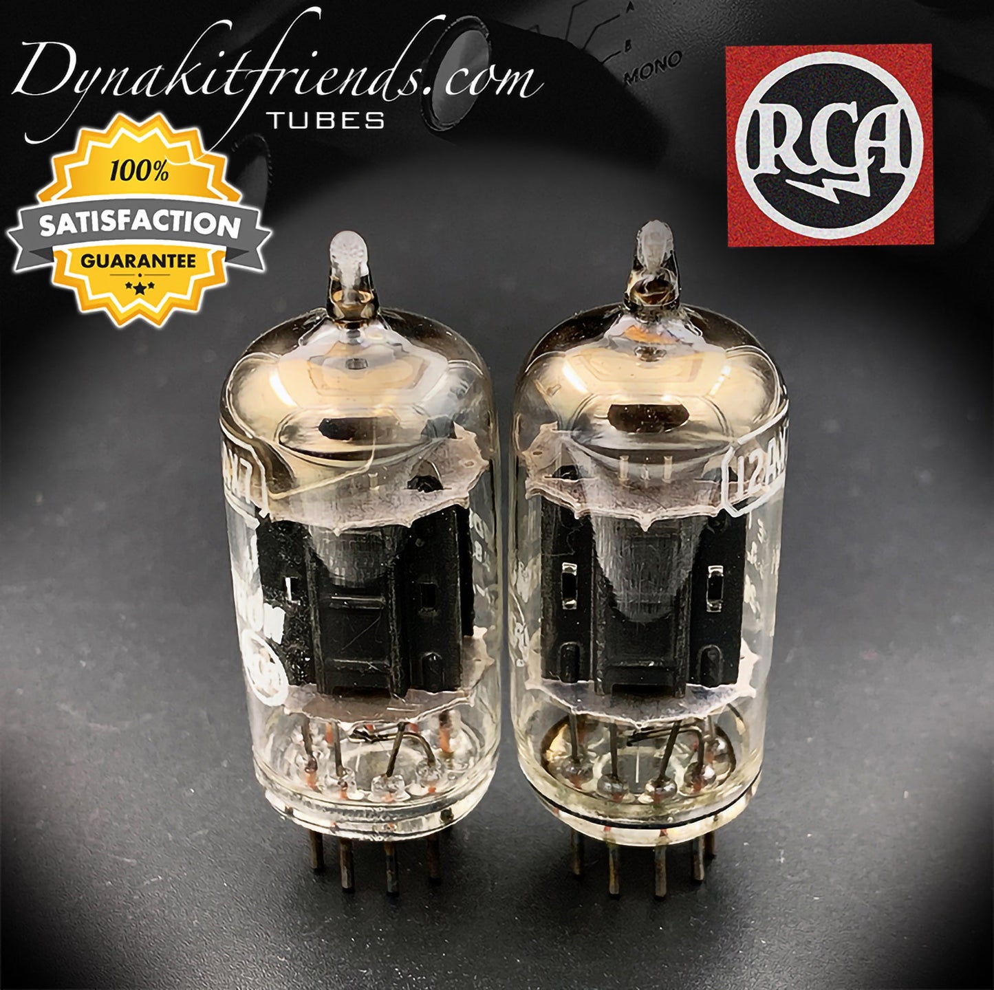 12AX7 ( ECC83 ) RCA Long Black Plates [] Tilted Getter Matched Tubes MADE IN USA - Vacuum Tubes Treasures
