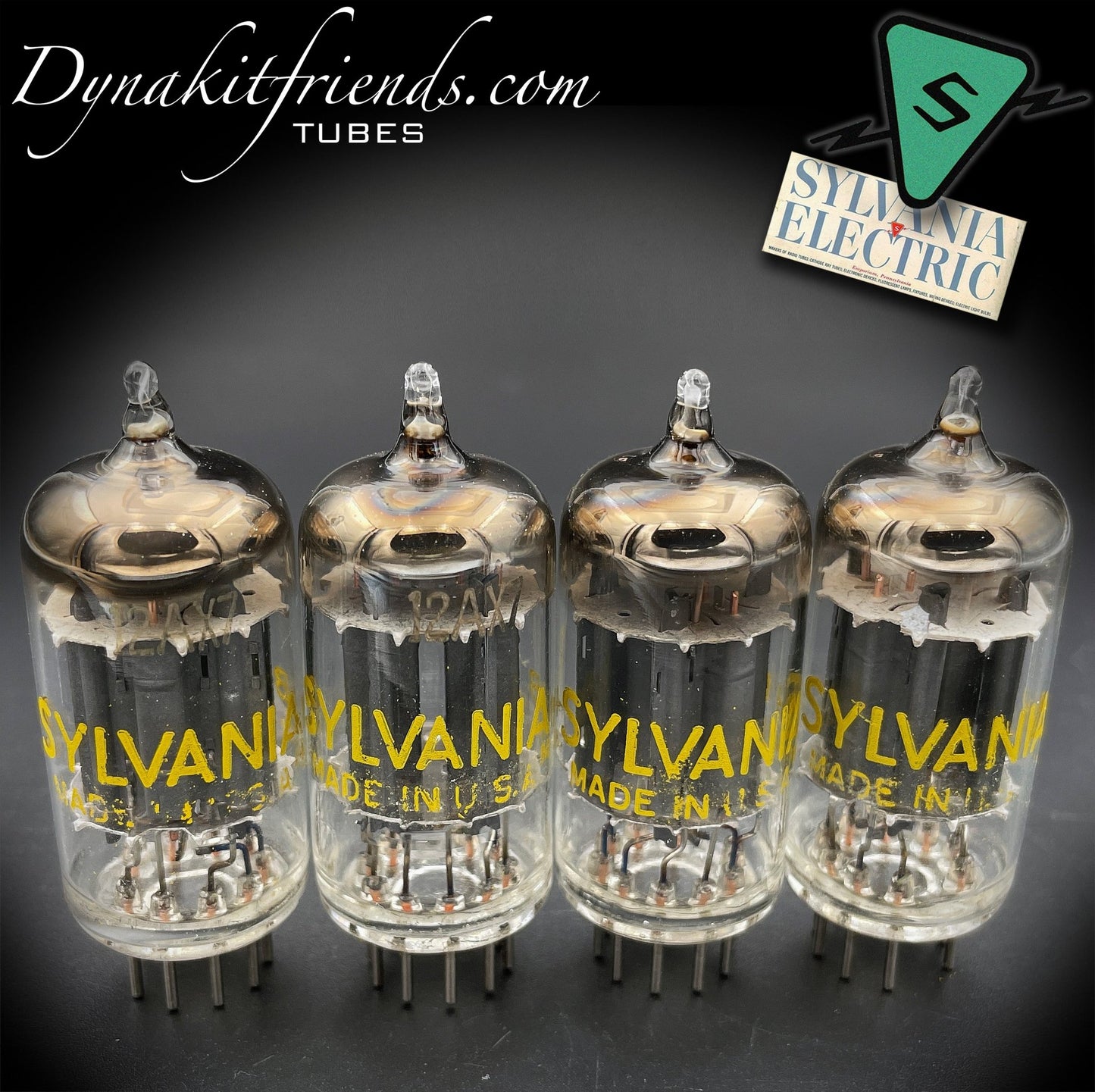 12AX7 ( ECC83 ) SYLVANIA Long Plates O Getter Matched Tubes Made in USA - Vacuum Tubes Treasures