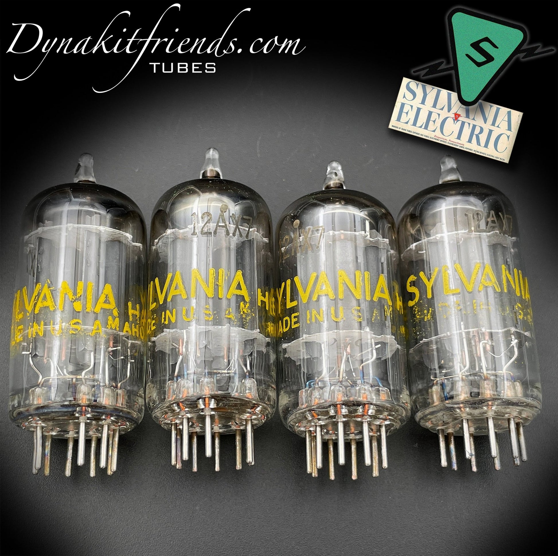 12AX7 ( ECC83 ) SYLVANIA Long Plates O Getter Matched Tubes Made in USA - Vacuum Tubes Treasures