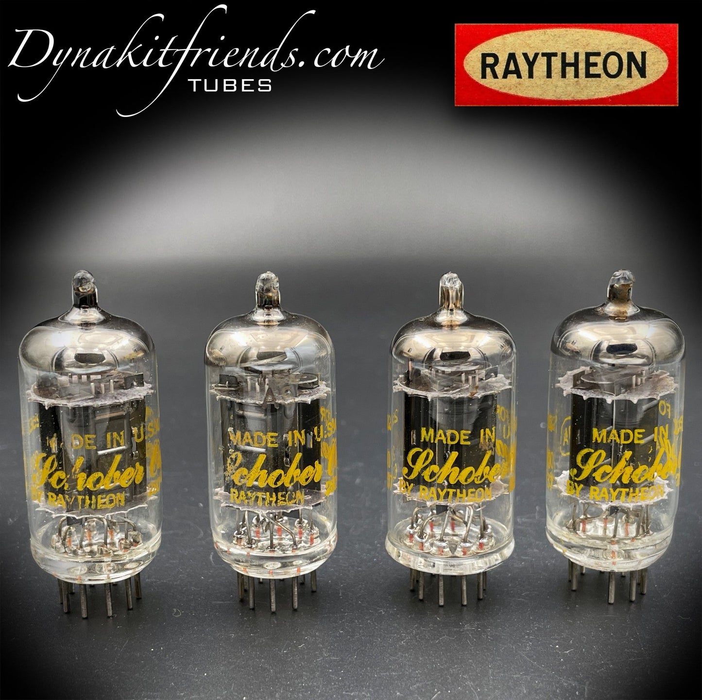 12AX7A ( ECC83 ) RAYTHEON Long Black Plates Labeled Shober Organ O Getter Matched Tubes Made in USA '62 - Vacuum Tubes Treasures